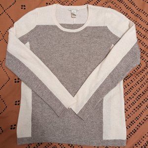 White + Warren Two-Tone Cashmere Sweater Crewneck Women's S